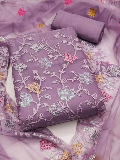 Dhaaga Ghar
                        Embroidered Organza Unstitched Dress Material