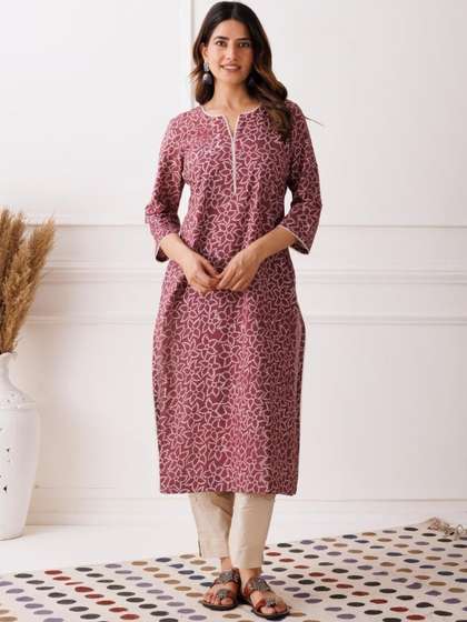 Mayurie Floral
                        Printed V-Neck Pure Cotton Kurti