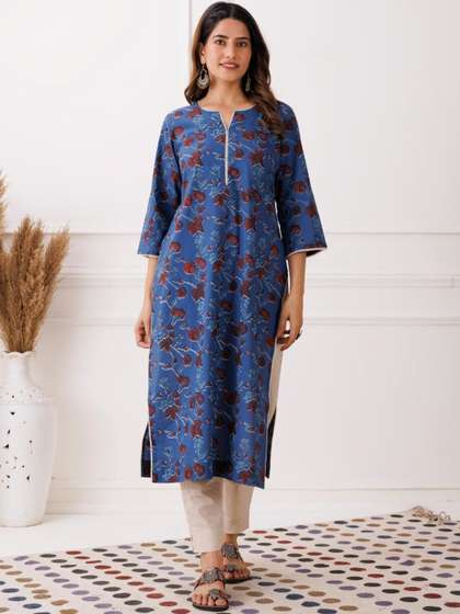 Mayurie Floral
                        Printed V-Neck Pure Cotton Kurti