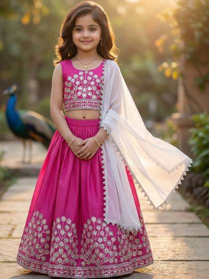 KALINI Girls
                          Embellished Sequinned Ready to Wear Lehenga
                          & Blouse With Dupatta