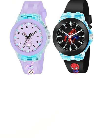 Brostin Unisex Kids
                    Printed Dial & Analogue Watch PURPLE BUNNY BLACK
                    SPIDER PACK OF 2