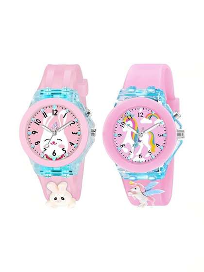 Brostin Unisex Kids
                    Printed Dial & Straps Analogue Watch RABBIT PINK
                    UNICORN PACK OF 2