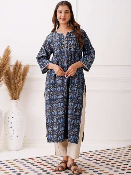 Mayurie Botanical
                        Printed V-Neck Pure Cotton Kurti