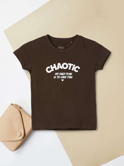 max Girls Typography
                      Printed T-shirt
