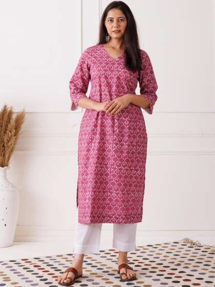 Mayurie Printed
                        V-Neck Pure Cotton Kurti