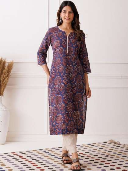 Mayurie Floral
                        Printed V-Neck Pure Cotton Kurti