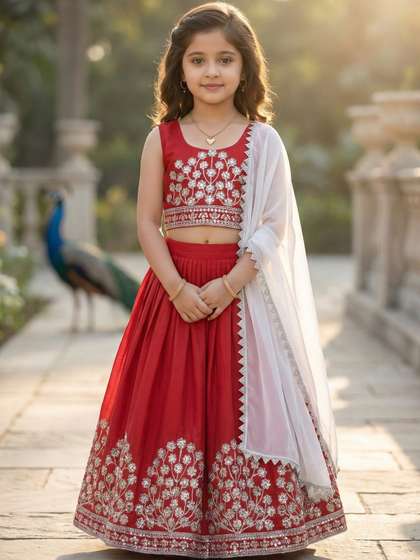 KALINI Girls Embroidered
                    Ready to Wear Lehenga & Blouse With Dupatta