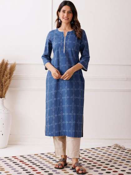 Mayurie Geometric
                        Printed Pure Cotton Kurti
