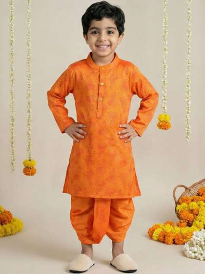 KALINI Boys Ethnic
                    Motifs Printed Regular Kurta with Dhoti Pants
