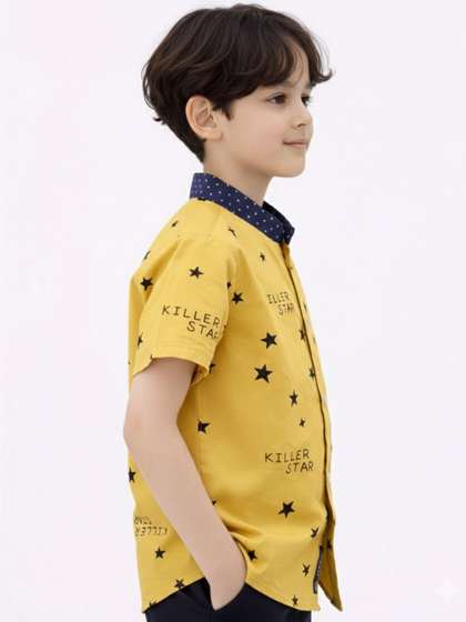 HERE&NOW Unisex Kids
                    Classic Conversational Printed Cotton Casual Shirt