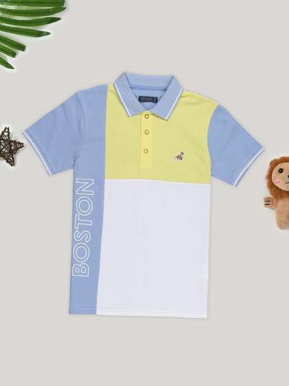Pantaloons Junior Boys
                    Colourblocked Polo Collar Pure Cotton T-shirt