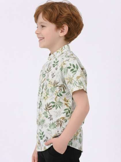 HERE&NOW Unisex Kids
                    Classic Floral Printed Cotton Shirt