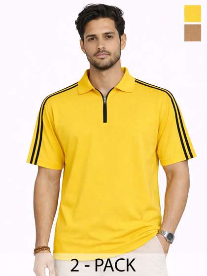 Organic Chics Striped Polo Regular Fit Tee