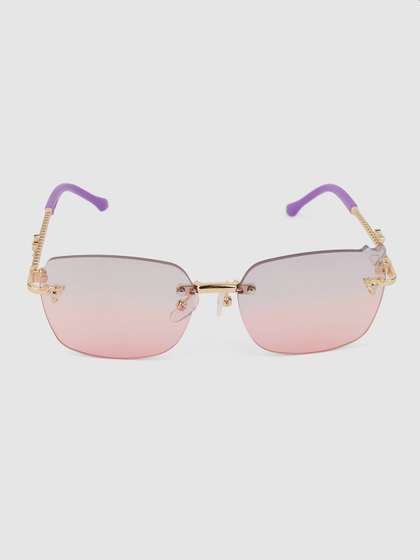 DukieKooky Unisex Kids
                    Pink Lens & Gold-Toned Square Sunglasses with