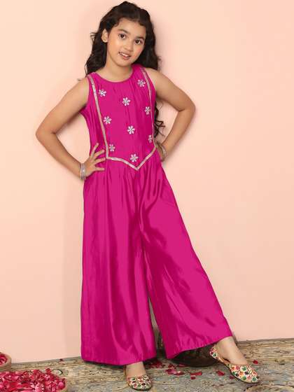 YK Girls Basic Jumpsuit
                    with Embroidered