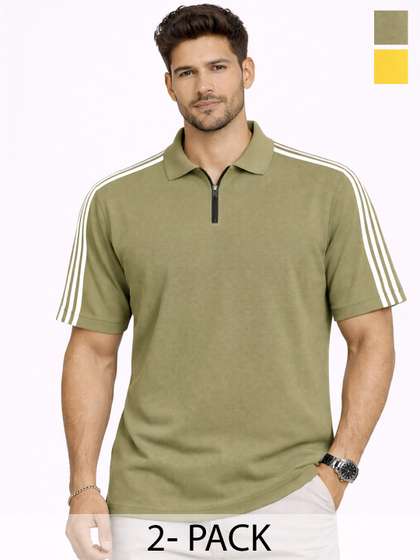 Organic Chics Men Striped Polo Regular Fit