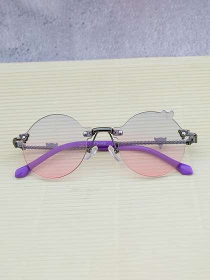 DukieKooky Unisex Kids
                    Pink Lens & Black Round Sunglasses with