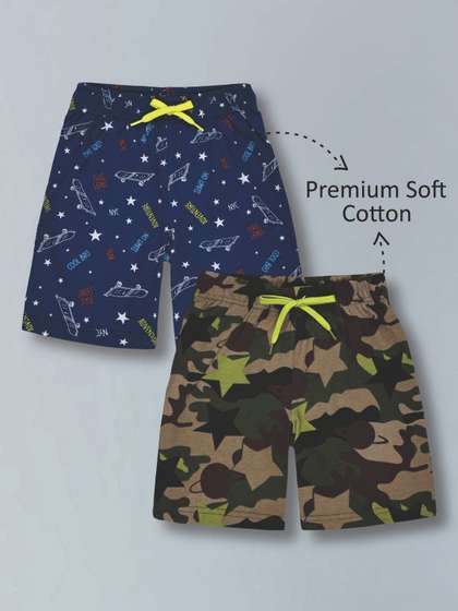 PLUM TREE Boys Pack of 2
                    Premium Cotton Printed Knit Shorts