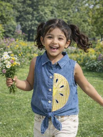 Somersault Girls
                    Embroidered Cotton Blend Top