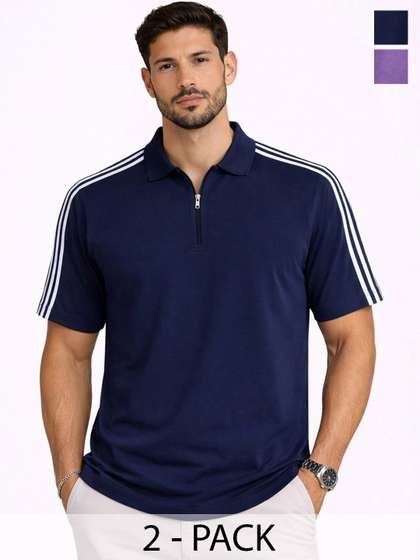 Organic Chics Striped Polo Regular Fit Tee