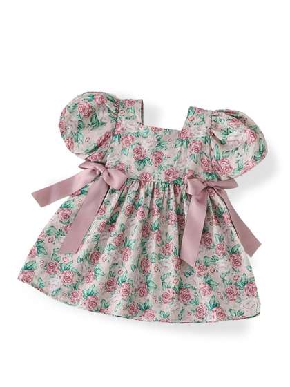Sangria Girls Printed
                    Cotton Square Neck A-Line Above Knee Length Dress