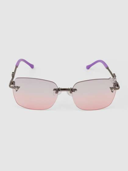 DukieKooky Unisex Kids
                    Pink Lens & Black Square Sunglasses with