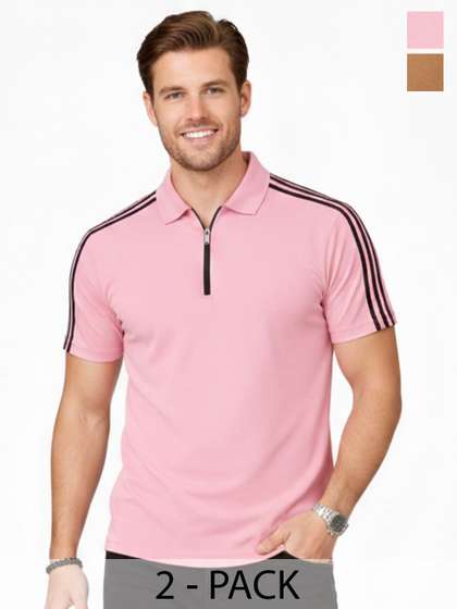RuledBySun Men Striped Dri-FIT Polo Collar Slim Fit T-shirt