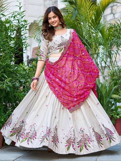 SIDDESHWARY FAB
                          Embroidered Sequinned Semi-Stitched Lehenga
                          & Blouse With Dupatta