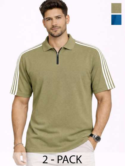 Organic Chics Striped Polo Regular Fit Tee