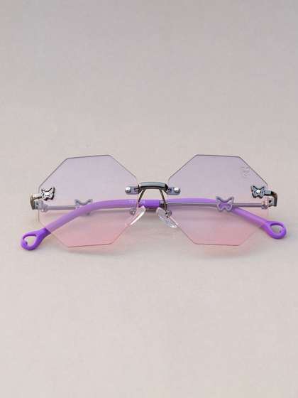 DukieKooky Unisex Kids
                    Pink Lens & Silver-Toned Square Sunglasses with