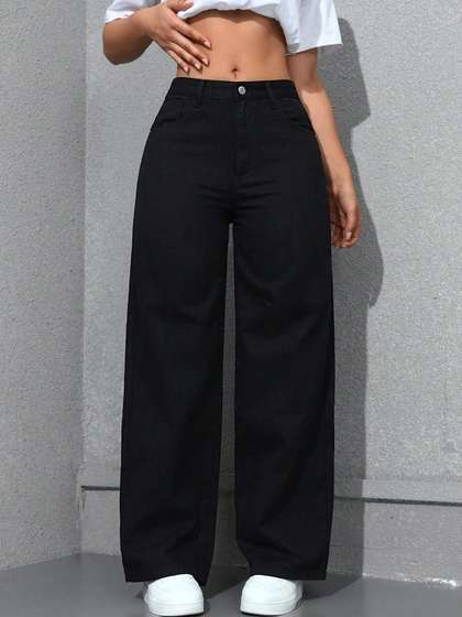 Kotty Women Classic
                        Wide Leg High-Rise Stretchable Jeans