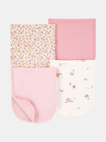 Carter's Pack Of 4 Pink
                    & White Burp Cloths