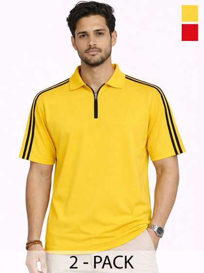 Organic Chics Striped Polo Regular Fit Tee
