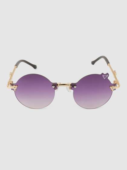DukieKooky Unisex Kids
                    Purple Lens & Gold-Toned Round Sunglasses with
