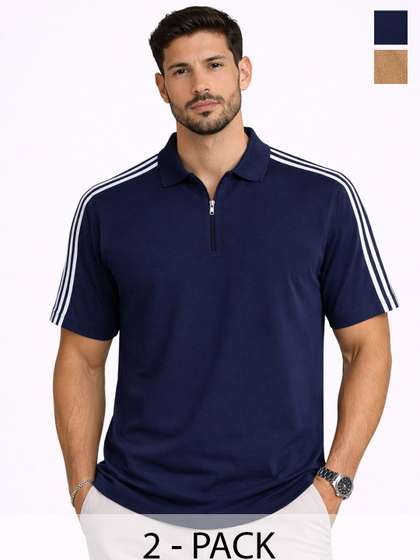 Organic Chics Striped Polo Regular Fit Tee