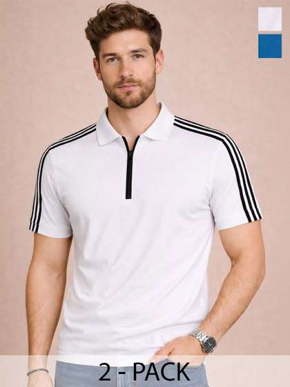 Organic Chics Striped Polo Regular Fit Tee