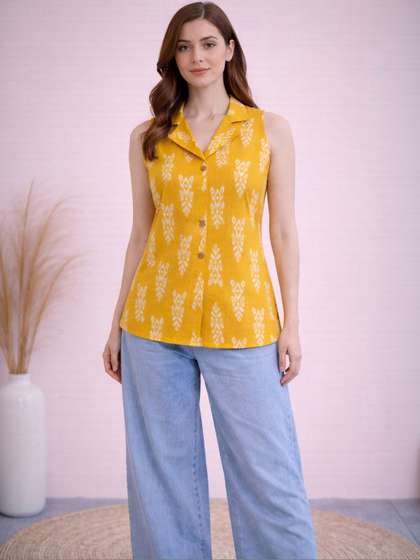 Anouk Mirage Ethnic
                        Motifs Printed Shirt Collar Pure Cotton Kurti