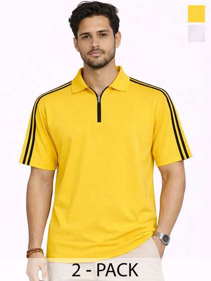 Organic Chics Striped Polo Collar T-shirt