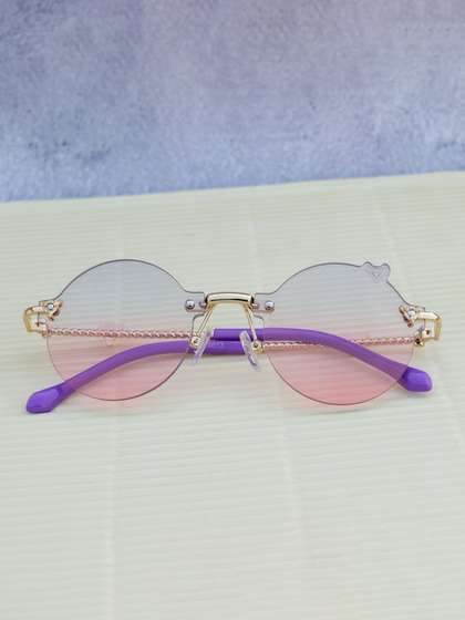 DukieKooky Unisex Kids
                    Pink Lens & Gold-Toned Round Sunglasses with