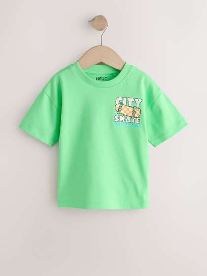 NEXT Boys Printed
                    Drop-Shoulder Sleeves Pure Cotton T-shirt