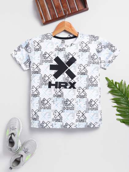 HRX by Hrithik Roshan
                    Boys Brand Logo Printed Rapid Dry Sports T-shirt