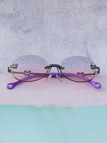 DukieKooky Unisex Kids
                    Pink Lens & Purple Oval Sunglasses with