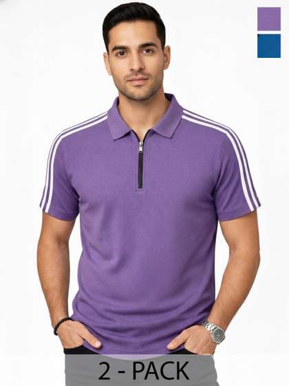RuledBySun Striped Polo Collar T-shirt