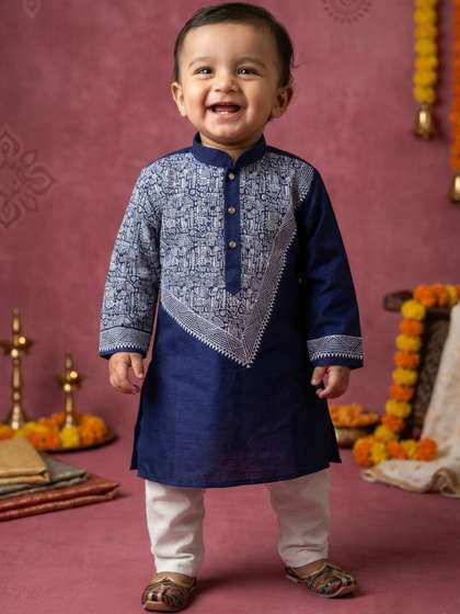 NFC CREATION Boys Ethnic
                    Motifs Printed Regular Dupion Silk Kurta with
                    Pyjamas