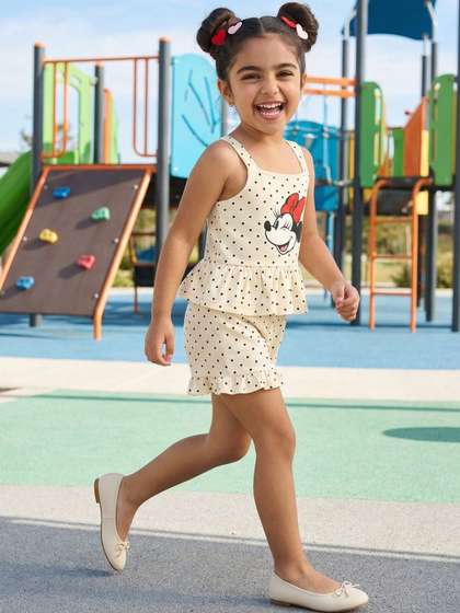Nauti Nati Girls Printed
                    with Ruffles Jumpsuit