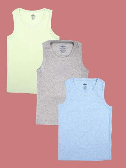 KiddoPanti Boys Pack
                      of 3 Assorted Cotton Blend Undershirt