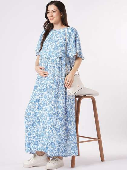 Mystere Paris Floral
                        Print Flutter Sleeve Maternity Kaftan Maxi
                        Dress