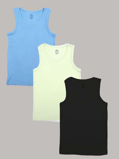 KiddoPanti Boys Pack of
                    3 Assorted Cotton Blend Undershirt