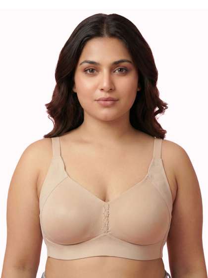 Invisi-Soft Cotton
                      Non-Padded Plus-Size Non-Wired Bonded Bra With
                      M-frame Neckline
