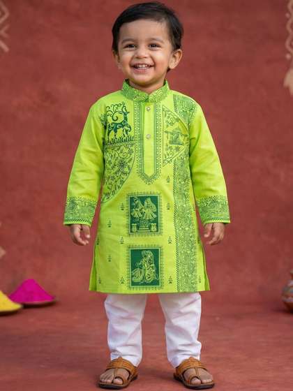 TAKE STYLE Boys Ethnic
                    Motifs Printed Regular Pure Cotton Kurta with
                    Pyjamas